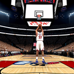 **

"A dynamic action shot from NBA 2K, showcasing a powerful center overpowering a smaller point guard. Focus on the enhanced player size and weight differences impacting movement. Realistic stadium backdrop with cheering fans."

**