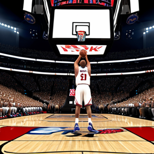 Home 19 **
"A dynamic action shot from NBA 2K, showcasing a powerful center overpowering a smaller point guard. Focus on the enhanced player size and weight differences impacting movement. Realistic stadium backdrop with cheering fans."
**