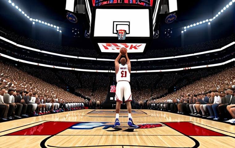 **

"A dynamic action shot from NBA 2K, showcasing a powerful center overpowering a smaller point guard. Focus on the enhanced player size and weight differences impacting movement. Realistic stadium backdrop with cheering fans."

**