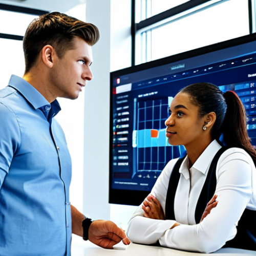 Home 17 A diverse group of three professional individuals (two men, one woman) in modest business casual attire, gathered around a large monitor in a brightly lit, modern office space. The screen displays complex sports analytics charts, player statistics, and game highlights. One person points to a specific data point, while the others listen intently, some holding tablets showing related information. The room is clean, with contemporary furniture and subtle sports-themed decor. Natural light streams in. Perfect anatomy, correct proportions, natural poses, well-formed hands, proper finger count, natural body proportions, professional photography, high-resolution, sharp focus, professional, modest clothing, appropriate attire, fully clothed, safe for work, appropriate content, family-friendly.