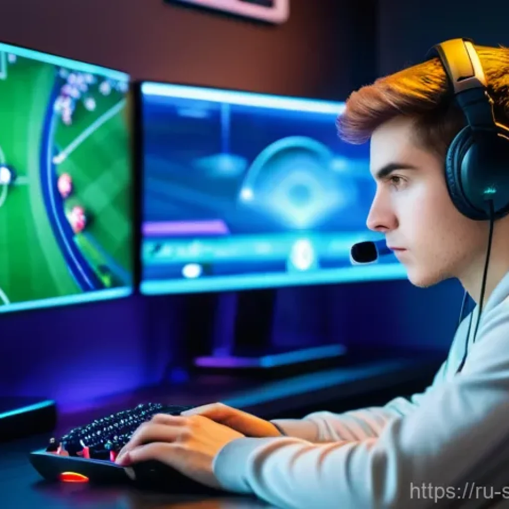 스포츠게임 유저 후기 - **Prompt:** A focused young adult gamer, male or female, sitting in a cozy, modern gaming room, illu...