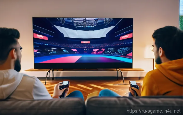 스포츠게임과 스트리머의 관계 - **Prompt 1: "When the couch turns into a stadium"** A wide shot of a cozy, modern Russian living...