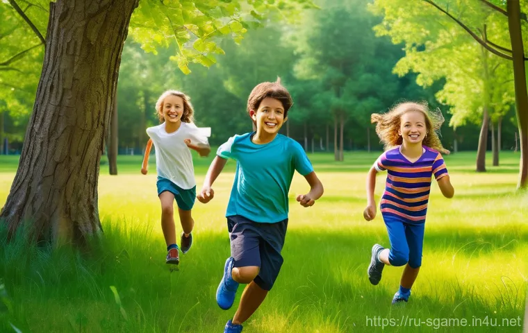 스포츠게임의 교육적 활용 - Prompt 1: Joyful Outdoor Childhood Play**