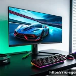 Home 21 스포츠게임용 모니터 추천 - A modern esports gaming setup featuring a 27-inch IPS gaming monitor with 144Hz refresh rate and 1ms...